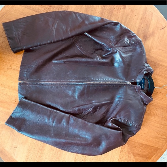 Dark brown leather jacket - Picture 1 of 4